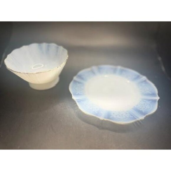 MacBeth-Evans "American Sweetheart" Monax W/ Gold Trim Depression Glass Low Foot - Picture 3 of 11